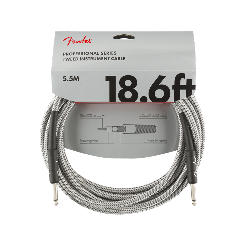 FENDER INSTRUMENT PRO 18.6' WHITE TWEED 5,5 m KABEL