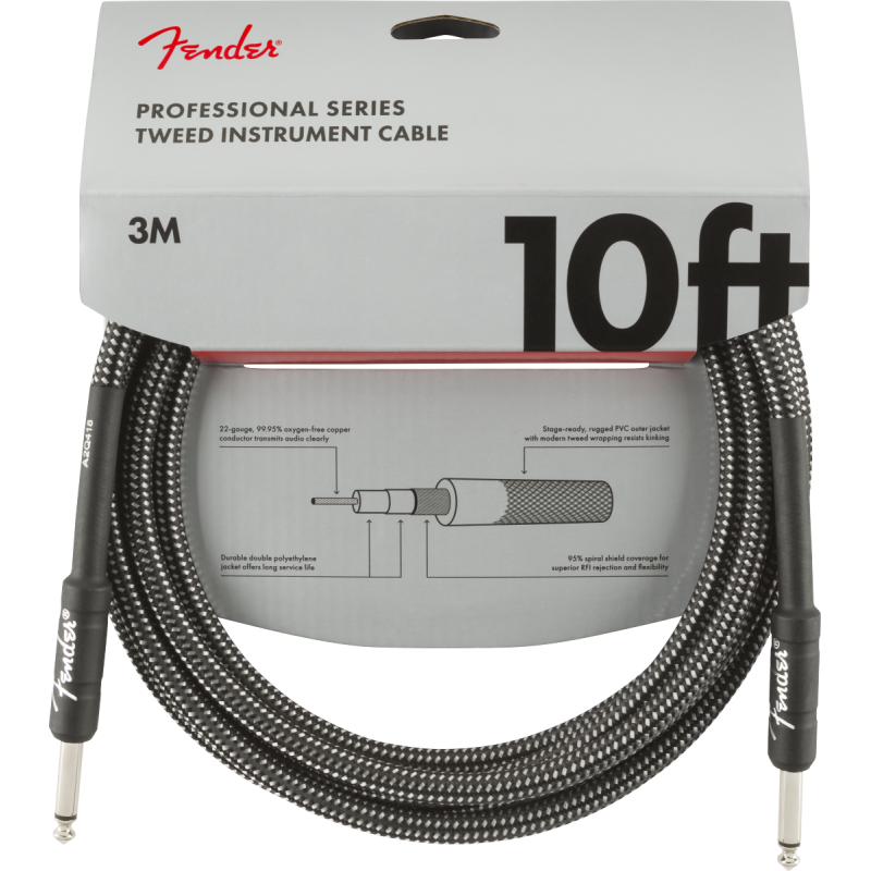 FENDER INSTRUMENT PRO 10' GREY TWEED 3 m KABEL