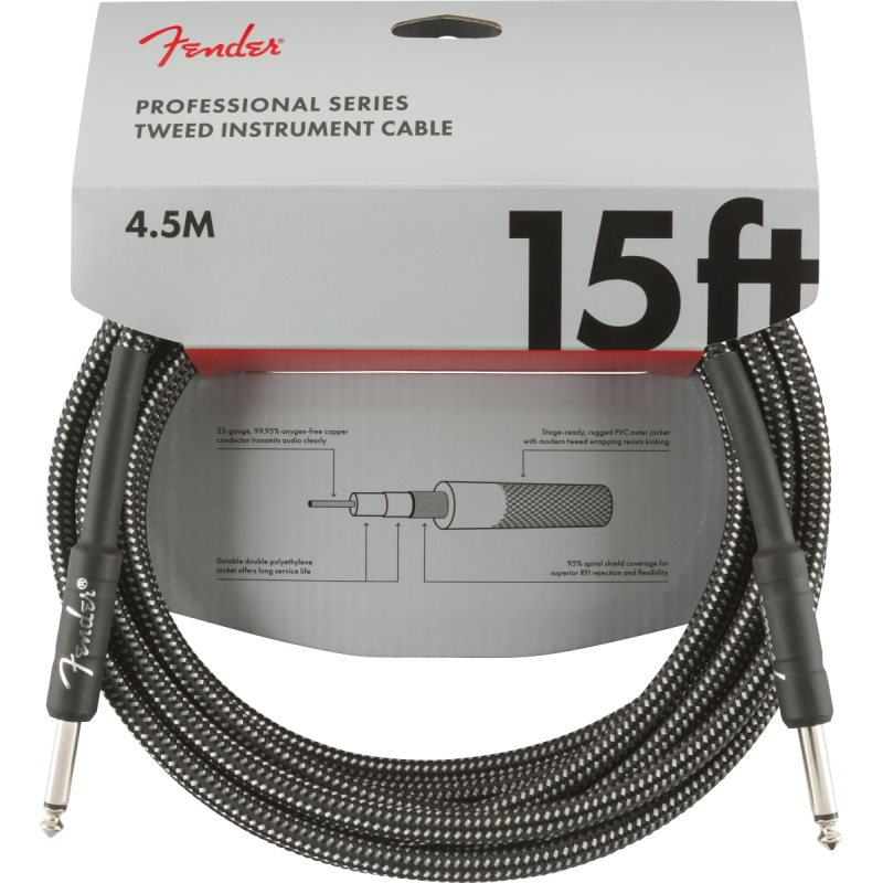 FENDER INSTRUMENT PRO 15' GREY TWEED 4,5 m KABEL
