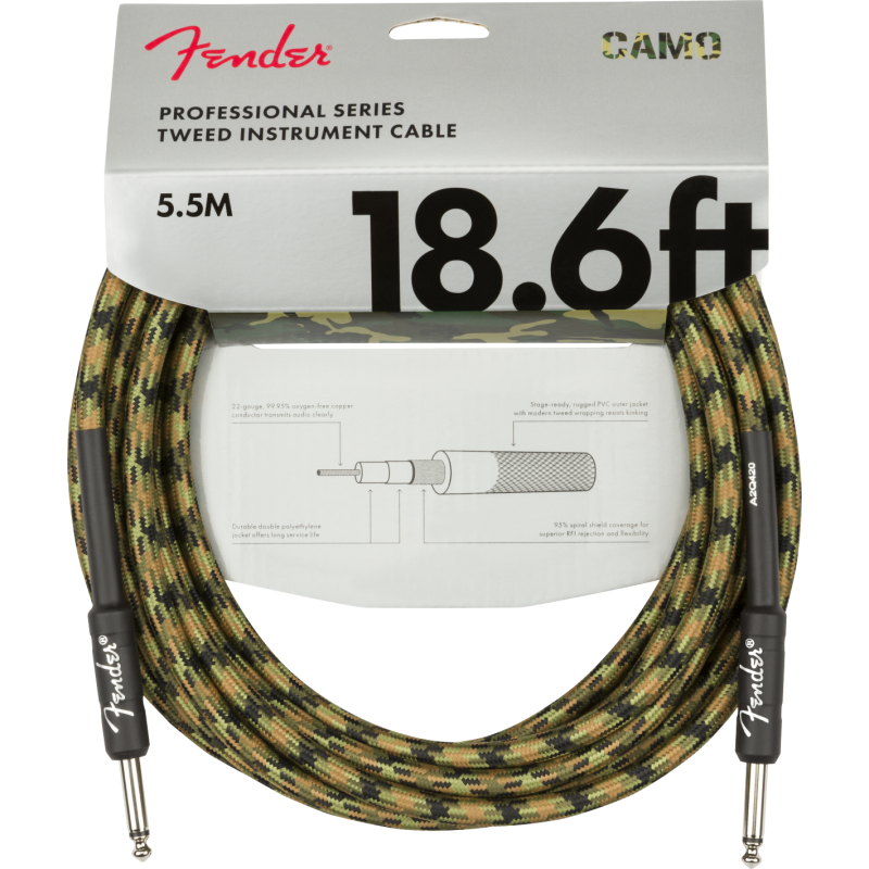 FENDER INSTRUMENT PRO 18.6' WDLND CAMO 5,5 m KABEL