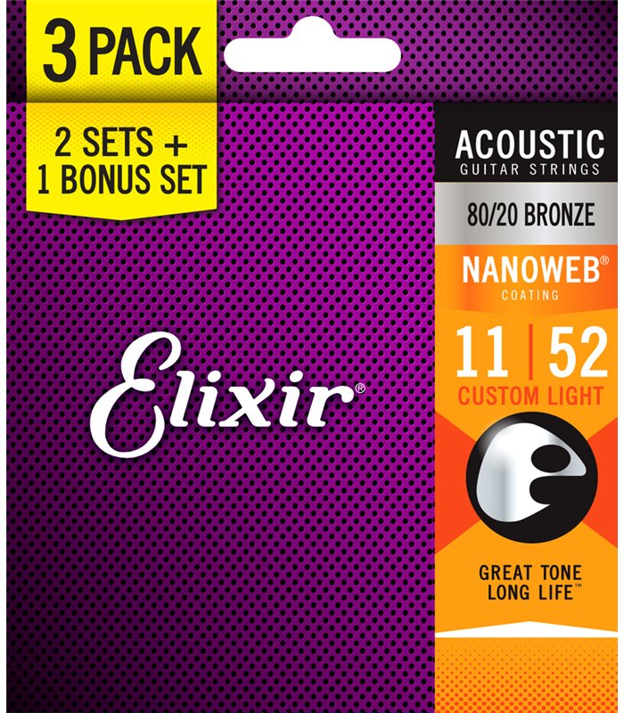 ELIXIR GITARA AKUSTIČNA 11-52 3 PACK ŽICE