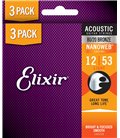 ELIXIR GITARA AKUSTIČNA 12-53 NANOWEB 3 PACK ŽICE