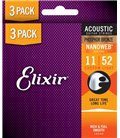 ELIXIR GITARA AKUSTIČNA 11-52 Phosphor Bronze 3 PACK ŽICE