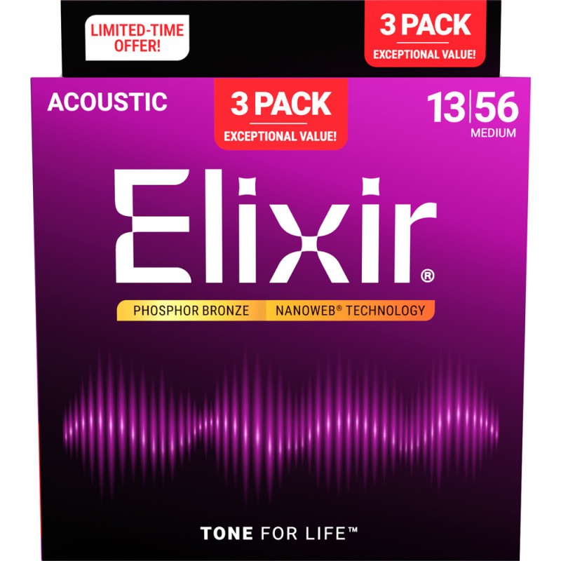 ELIXIR GITARA AKUSTIČNA 13-56 Phosphor Bronze 3 PACK ŽICE