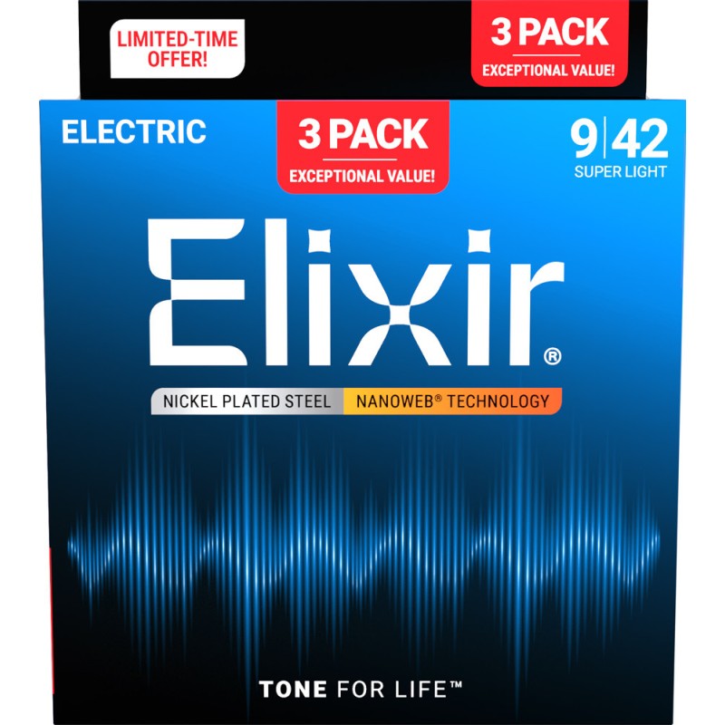 ELIXIR ELEKTRIKA 09-42 NANOWEB 3 PACK ŽICE