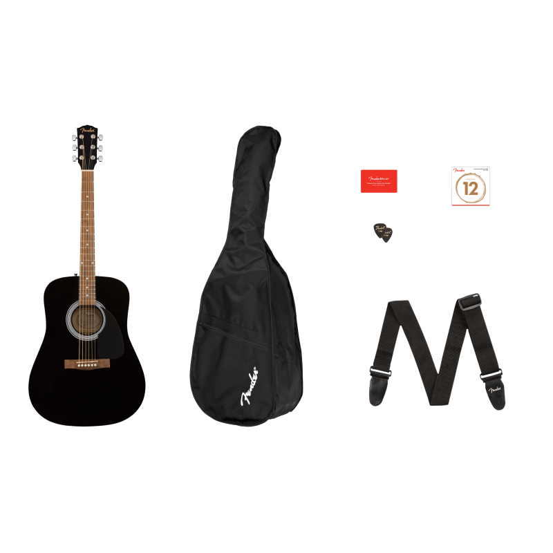 FENDER FA-115 DREADNOUGHT PACK V2 BLACK WN GITARA AKUSTIČNA