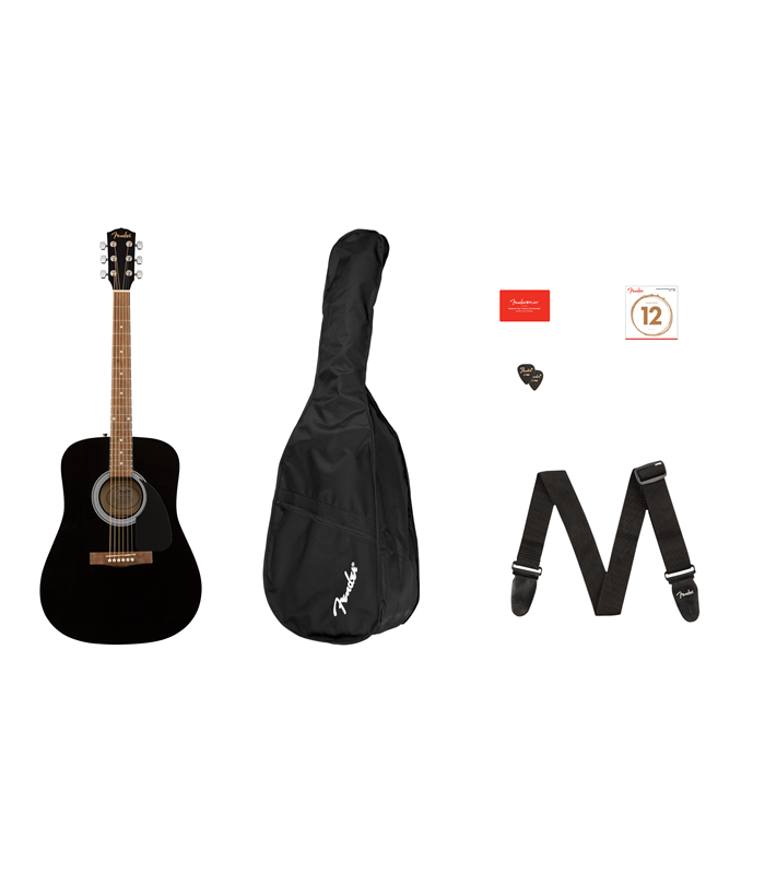 FENDER FA-115 DREADNOUGHT PACK V2 BLACK WN GITARA AKUSTIČNA