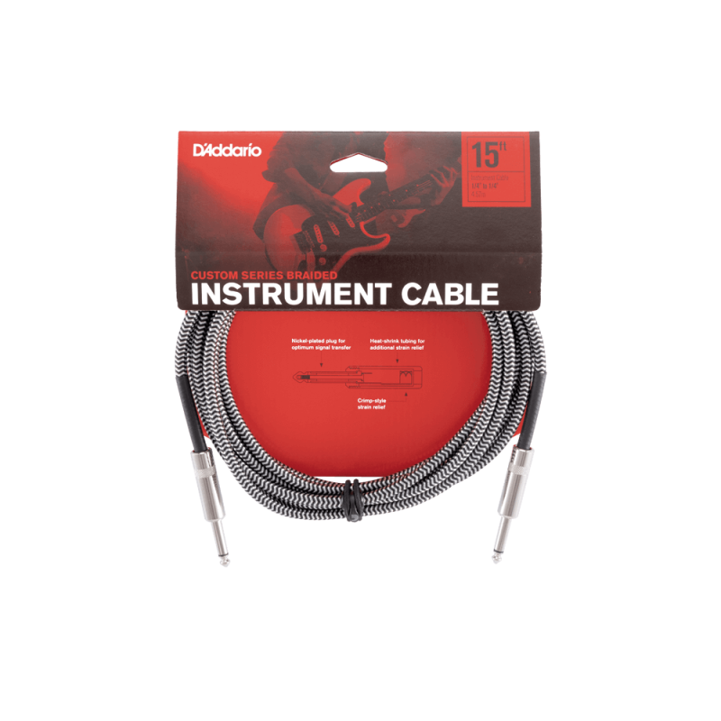 D'ADDARIO BRAIDED GREY 3m PW-BG-10BG KABEL