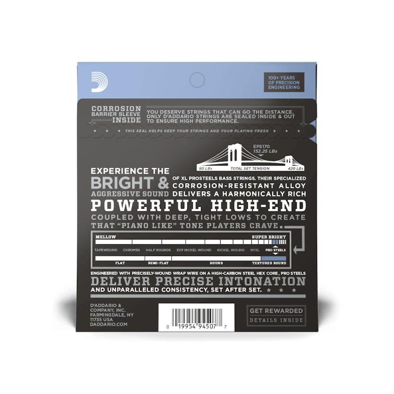 D'ADDARIO BASS EPS170 45-100 pro steels ŽICE