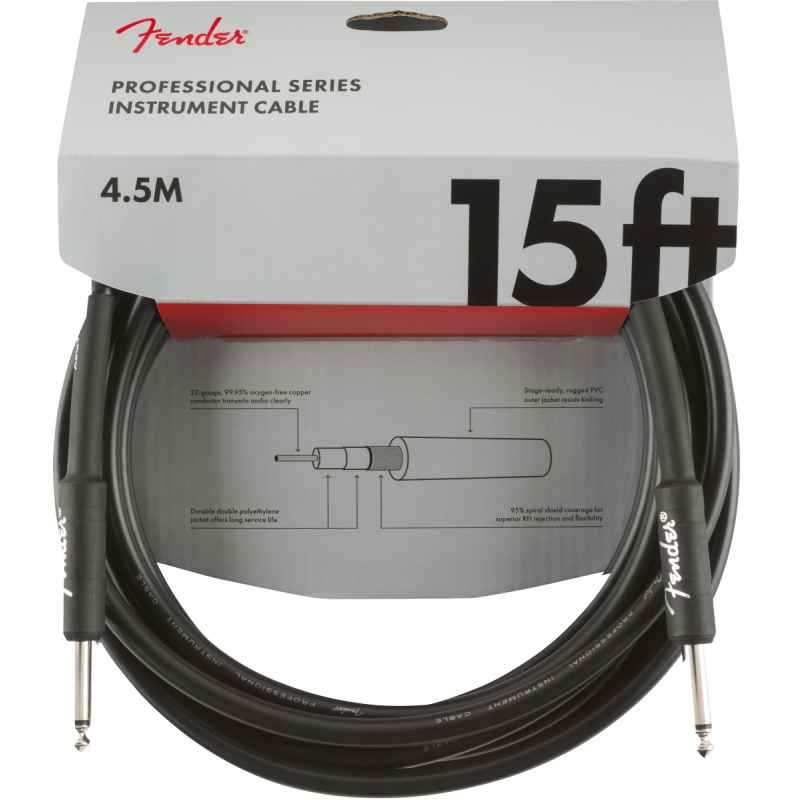 FENDER INSTRUMENT PRO 15' BLK 4,5 m KABEL