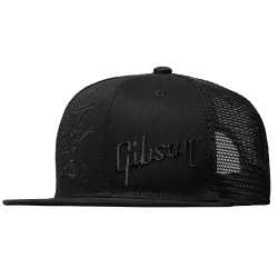 GIBSON SLASH SKULLY TRUCKER HAT ALL BLACK KAPA