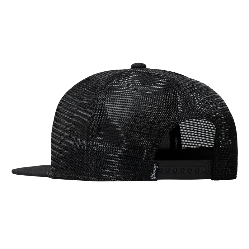 GIBSON SLASH SKULLY TRUCKER HAT ALL BLACK KAPA