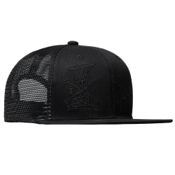 GIBSON SLASH SKULLY TRUCKER HAT ALL BLACK KAPA