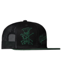 GIBSON SLASH SKULLY TRUCKER HAT BLACK/GREEN KAPA