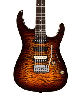 CHARVEL PRO-MOD PLUS DINKY D24 HSS E 2PT QM AMBER TIGER EY GITARA ELEKTRIČNA
