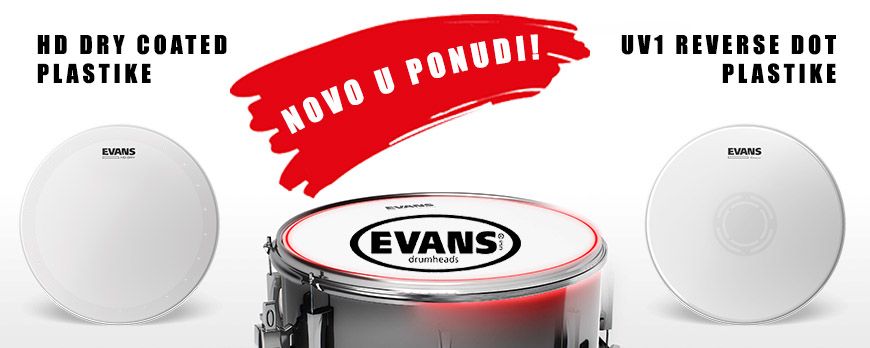 NOVO! - Evans HD Dry Coated & UV1 Reverse Dot plastike